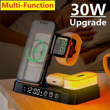 llumiCharge Pro™: 3-in-1 Wireless Charger with Clock & Night Light - TechShopi